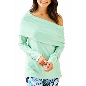 Lilly Pulitzer Light Green Off-Shoulder Sweatshirt